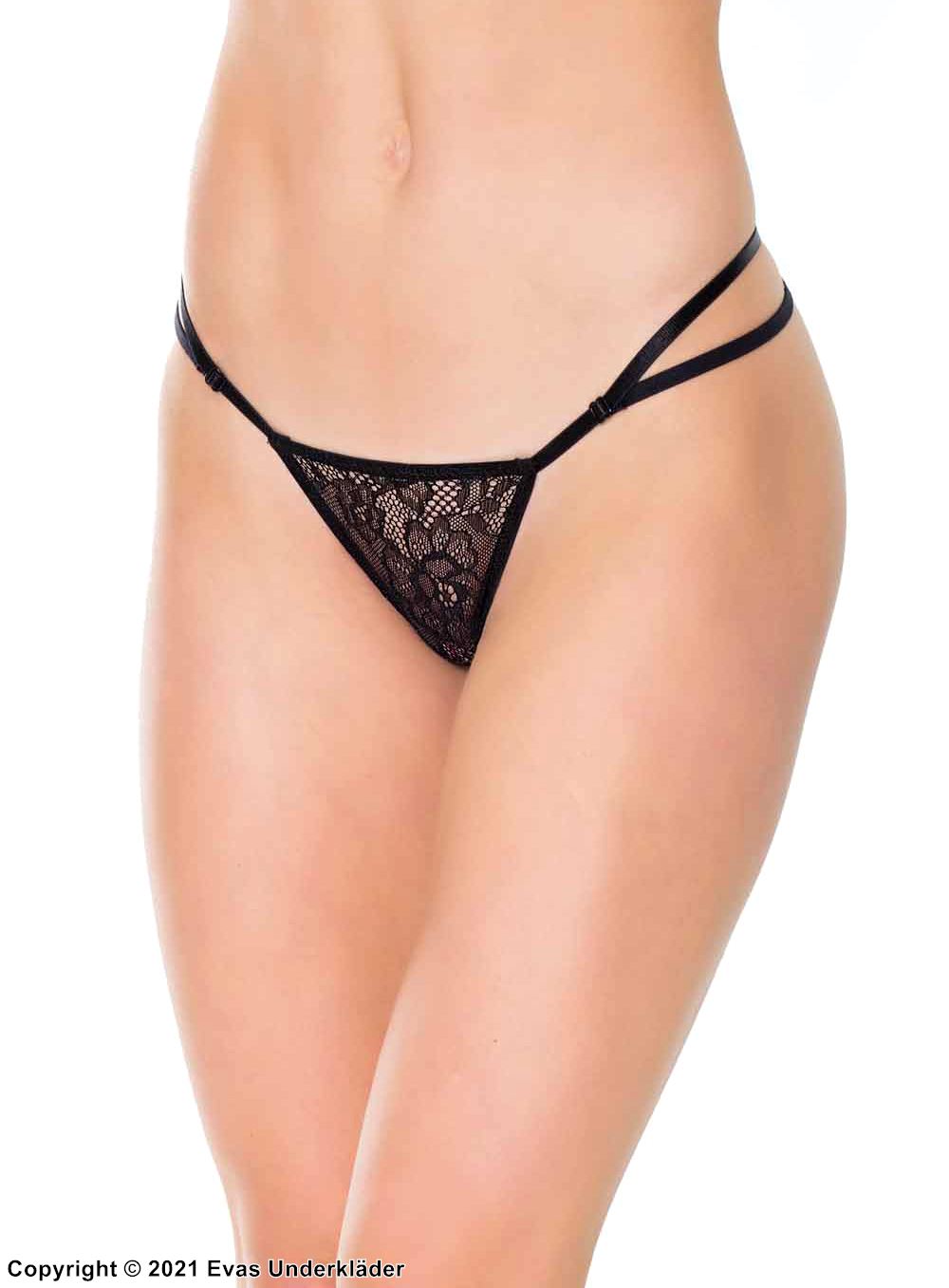 Minimaler G-String, Blumenspitze, doppelte Bänder